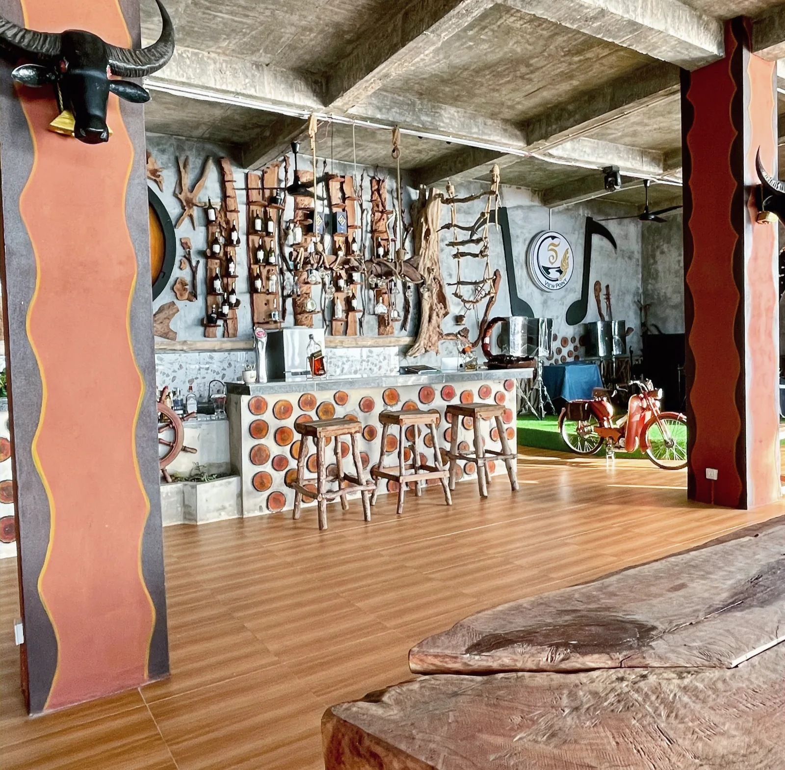 A restaurant with natural and vintage decor