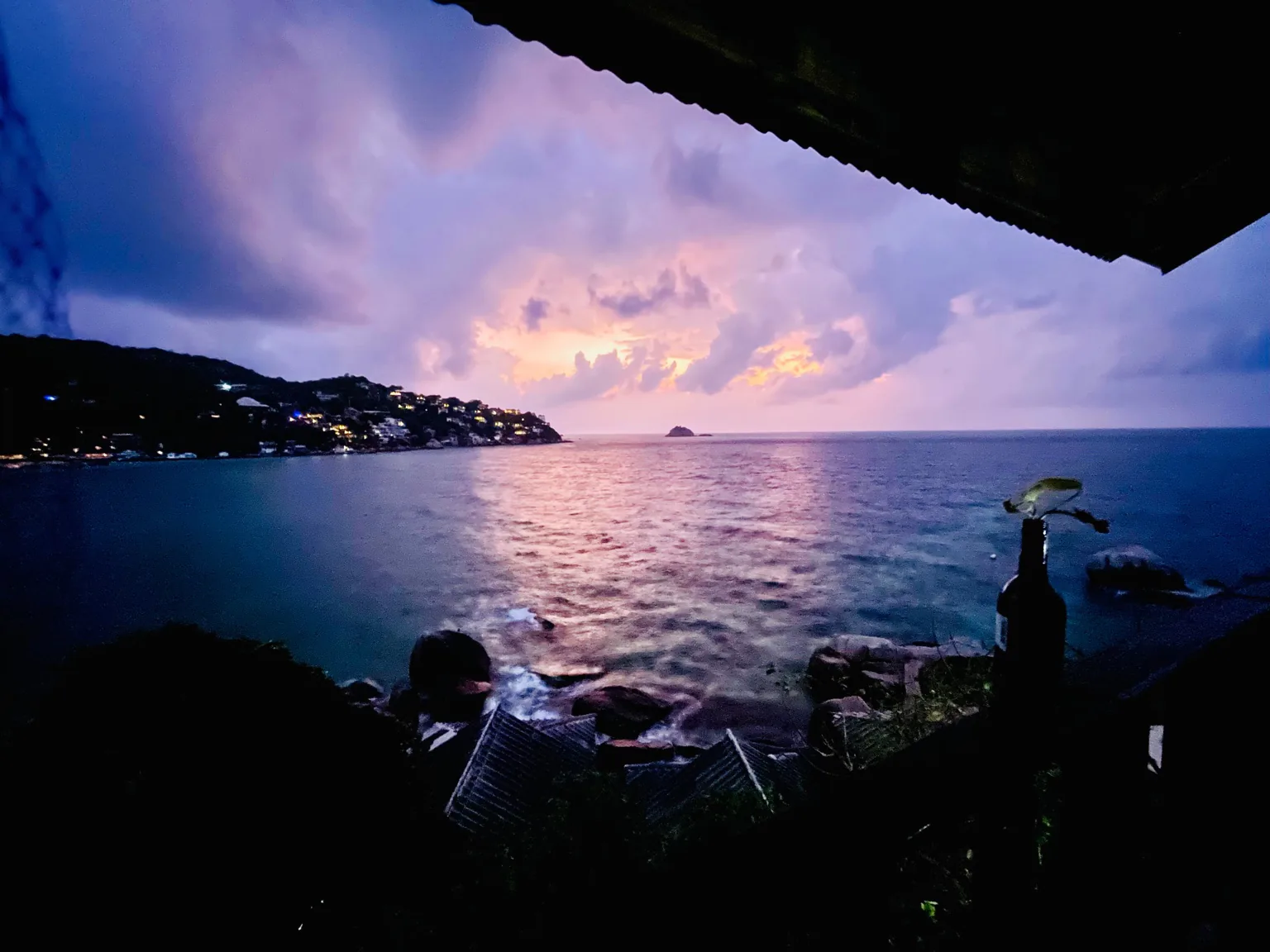 A purple sunrise over Shark Bay in the Gulf of Thailand