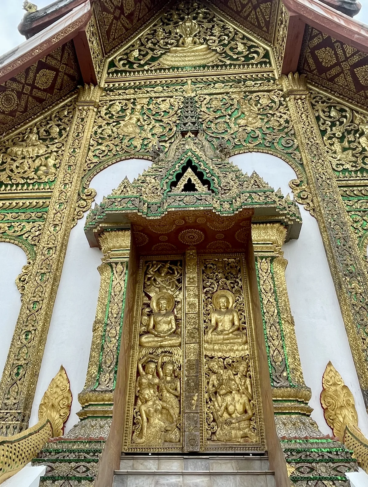 A golden door at a Buddhist temple in Laos